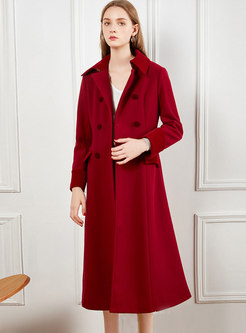Wine Red Long A Line Peacoat