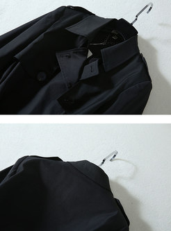 Black Long Sleeve Long Trench Coat