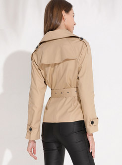 Solid Color Lapel Short Trench Coat