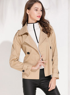 Solid Color Lapel Short Trench Coat