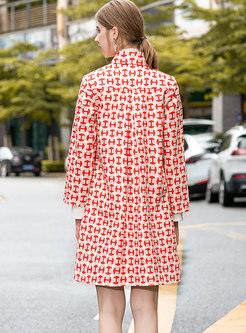Print Straight Single-breasted Trench Coat