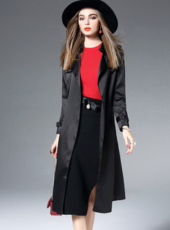 Solid Color A Line Coat With Belt