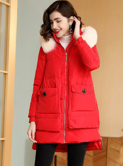 Hooded Straight Patchwork Orolay Coat