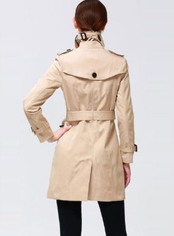 Solid Color Lapel Slim Trench Coat