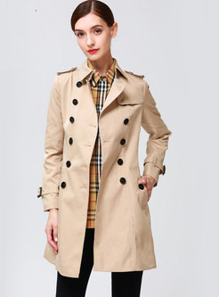 Solid Color Lapel Slim Trench Coat