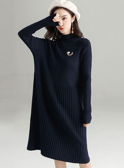 Turtleneck Pullover Loose Sweater Dress