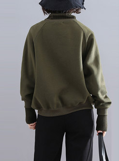 Turtleneck Pullover Plus Size Sweatshirt