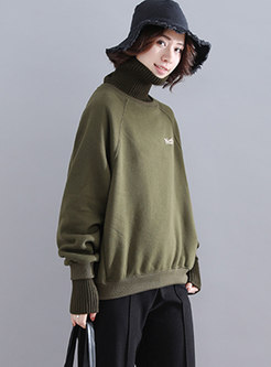 Turtleneck Pullover Plus Size Sweatshirt