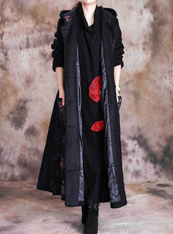 Hooded Long Embroidered Loose Overcoat