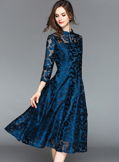 Long Sleeve Slim Lace A Line Party Dress