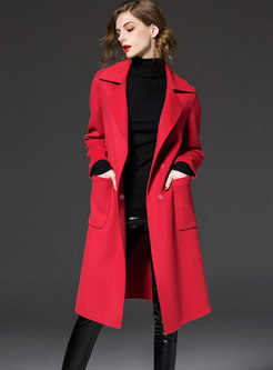 Notched Solid Color Wool Blended Coat