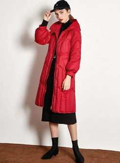 Solid Color Hooded Lightweight Down Coat
