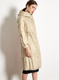Solid Color Hooded Lightweight Down Coat