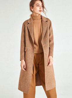 Notched Plaid Double-Cashmere Overcoat