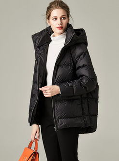 Hooded Solid Color Loose Puffer Coat