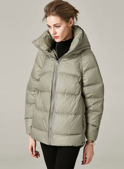 Hooded Solid Color Loose Puffer Coat