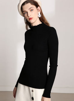 Turtleneck Long Sleeve Wool Sweater