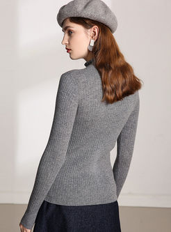Turtleneck Long Sleeve Wool Sweater