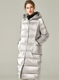 Hooded Single-breasted Long Puffer Coat