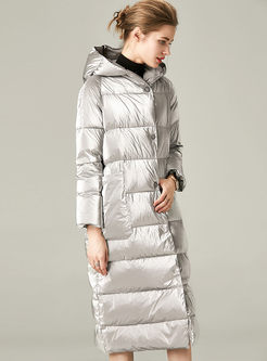 Hooded Single-breasted Long Puffer Coat