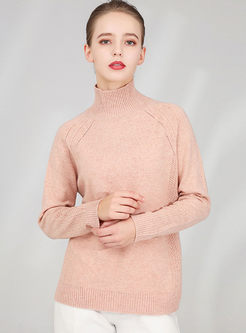 Solid Color Turtleneck Pullover Sweater