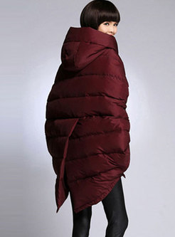 Hooded Batwing Sleeve Plus Size Puffer Coat