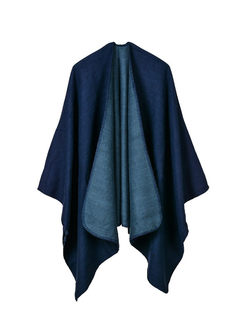 Black Thicken Faux Cashmere Poncho Scarf