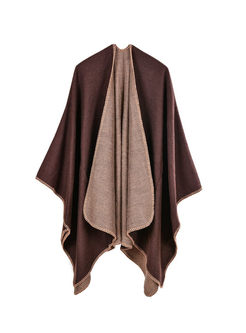 Black Thicken Faux Cashmere Poncho Scarf