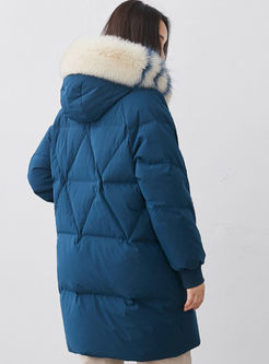 Solid Color Loose Drawcord Puffer Coat