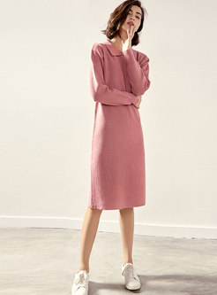 Solid Color Straight Sweater Dress