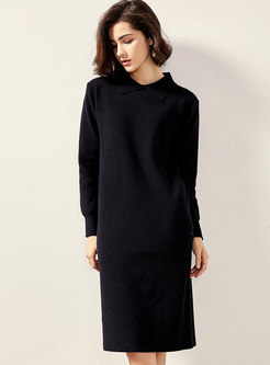 Solid Color Straight Sweater Dress