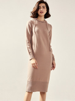 Hooded Straight Loose Sweater Dress