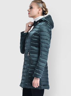 Hooded Slim Solid Color Down Cotton Puffer Coat