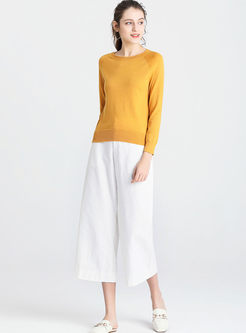 Yellow Pullover Slim Thin Wool Sweater