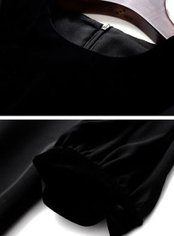 Black Long Sleeve Velvet Bodycon Dress