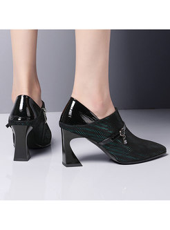 Pointed Head High Heel Leather Shoes