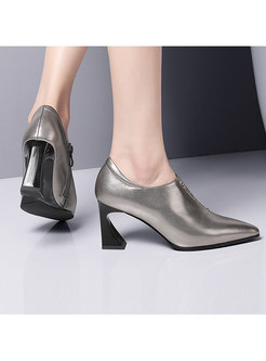 Pointed Head Deep Mouth Leather Shoes