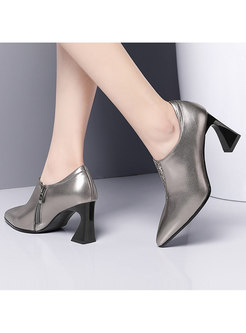 Pointed Head Deep Mouth Leather Shoes