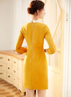 Yellow Long Sleeve Bodycon Mini Dress