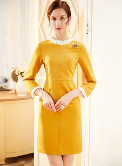 Yellow Long Sleeve Bodycon Mini Dress