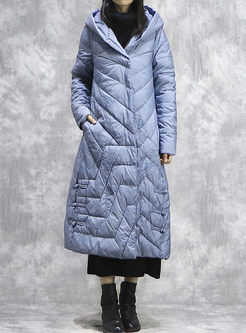 Hooded Long Embroidered Puffer Coat