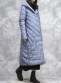 Hooded Long Embroidered Puffer Coat