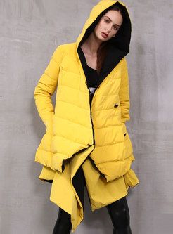 Hooded Reversible A Line Puffer Coat