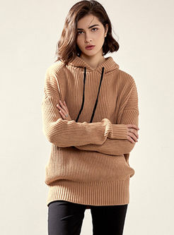 Hooded Long Sleeve Pullover Sweater