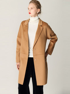 Solid Color Single-breasted Loose Wool Coat