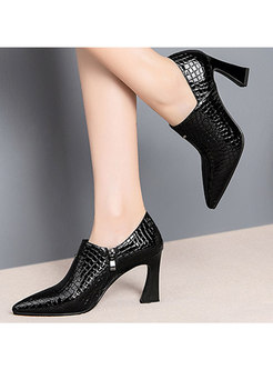 High Heel Pointed Head Leather Shoes