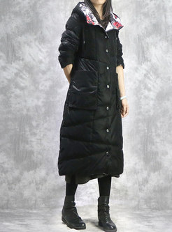 Hooded Long Loose Reversible Cotton Down Coat