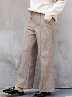 High Waisted Wool Blended Palazzo Pants
