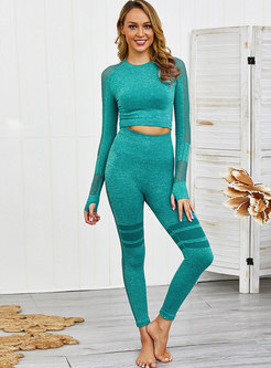Long Sleeve Tight Openwork Tracksuit