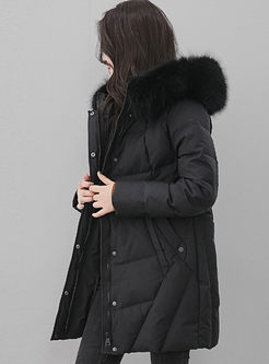 Fur Collar Hooded Loose Down Coat